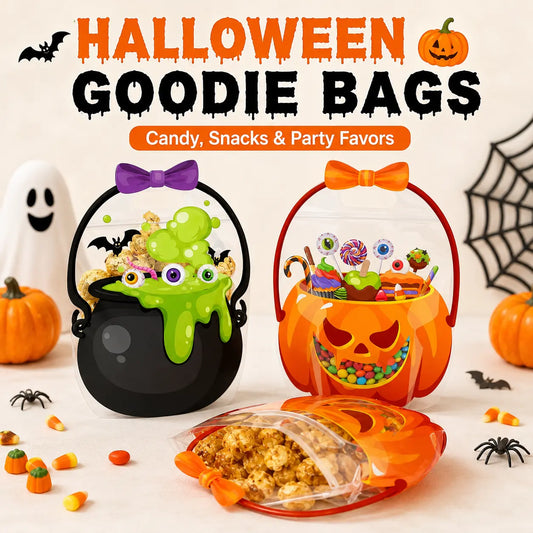 🎃Halloween Plastic Goodie Bags, Trick or Treat Candy Bags 👻