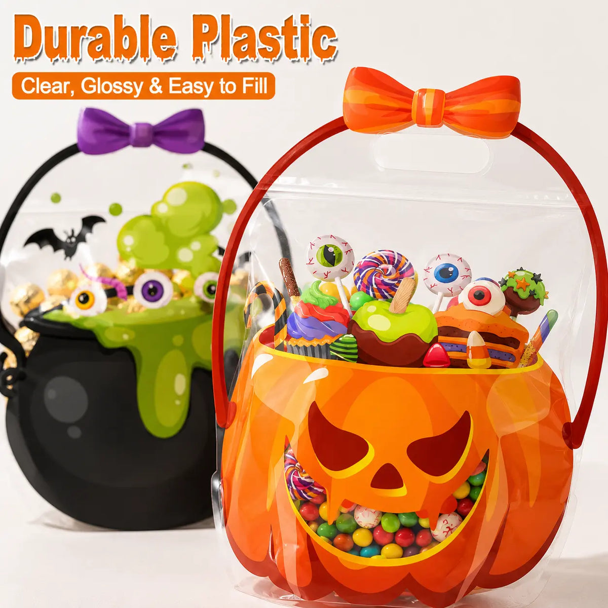 🎃Halloween Plastic Goodie Bags, Trick or Treat Candy Bags 👻