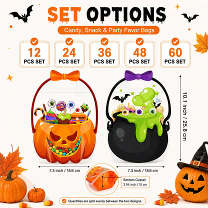 🎃Halloween Plastic Goodie Bags, Trick or Treat Candy Bags 👻
