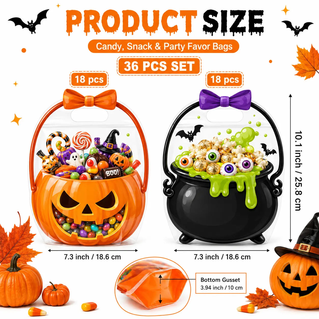36pcs(18 pumpkin+18 poison)