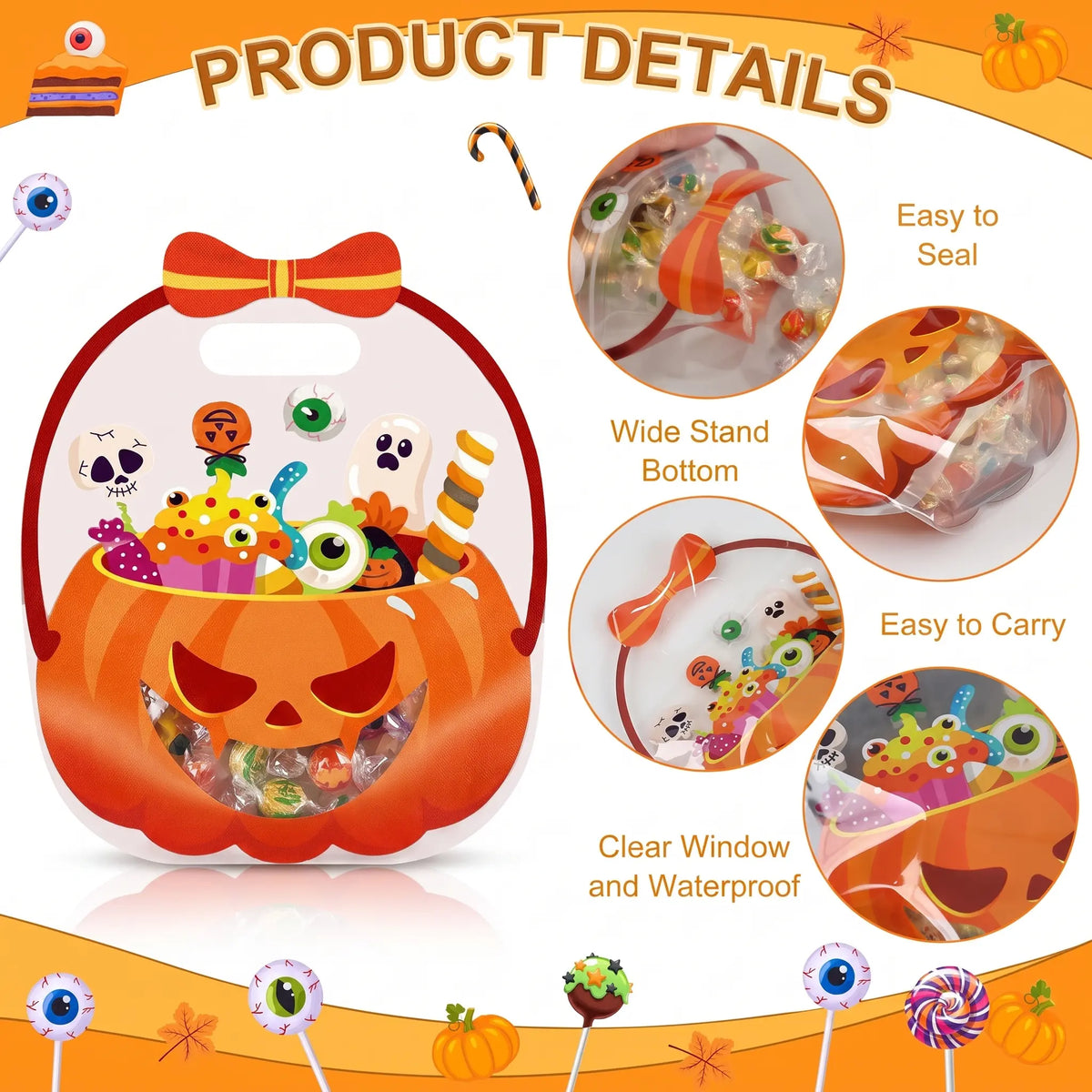 🎃Halloween Plastic Goodie Bags, Trick or Treat Candy Bags 👻