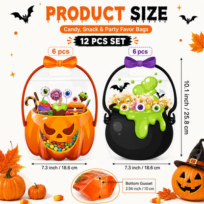 🎃Halloween Plastic Goodie Bags, Trick or Treat Candy Bags 👻